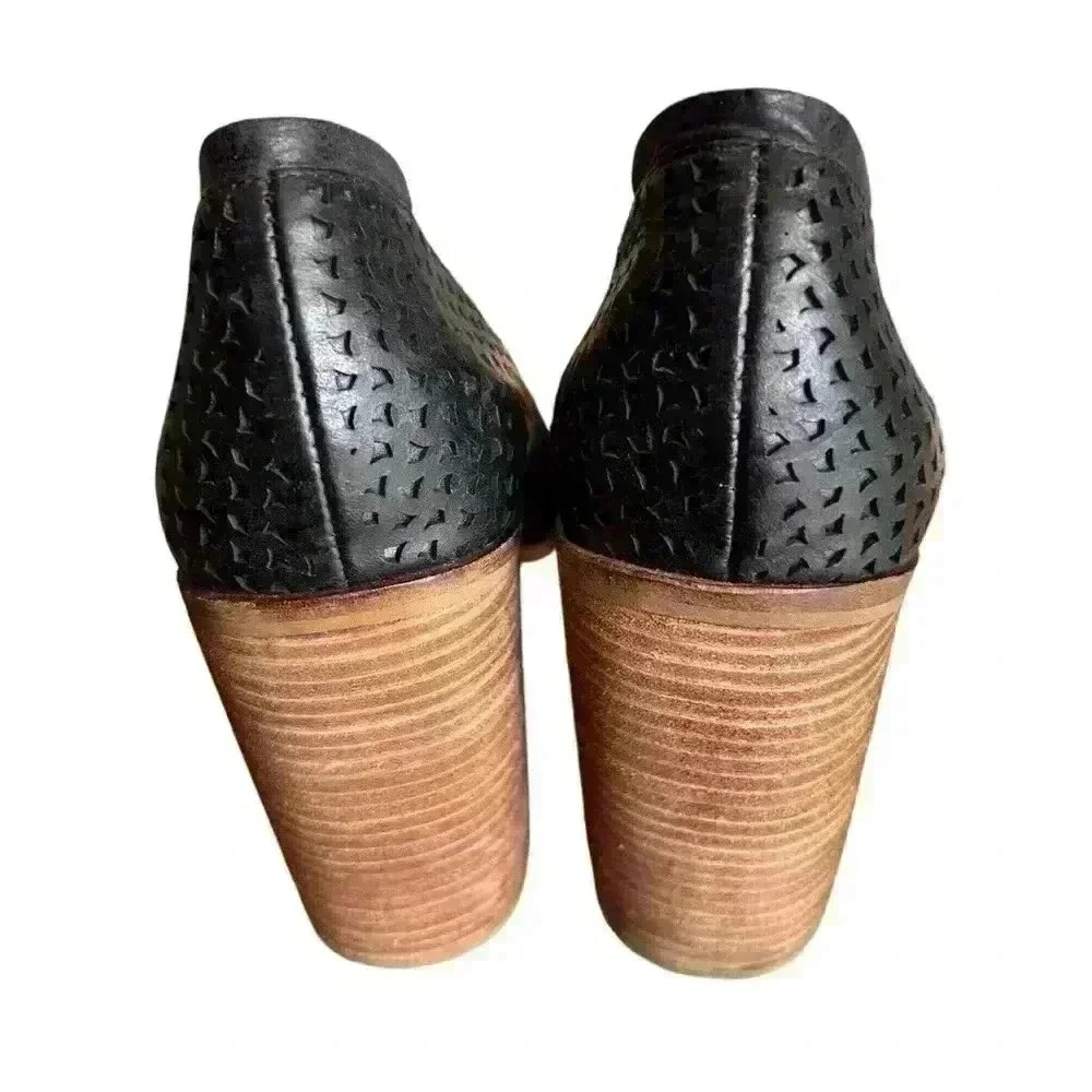 Kelsi Dagger Brooklyn 4" heel shoes black‎ chunky perforated leather women 9.5 - Picture 7 of 8